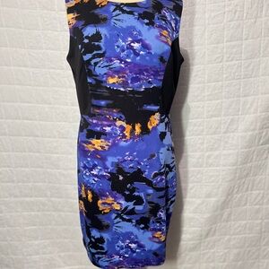 Cynthia Rowley Blue and Black Abstract Mini Dress